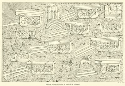 Assyrisches Basrelief aus dem Louvre von French School